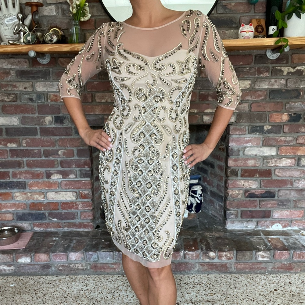 Lara Bodycon Embellished Gold Dress